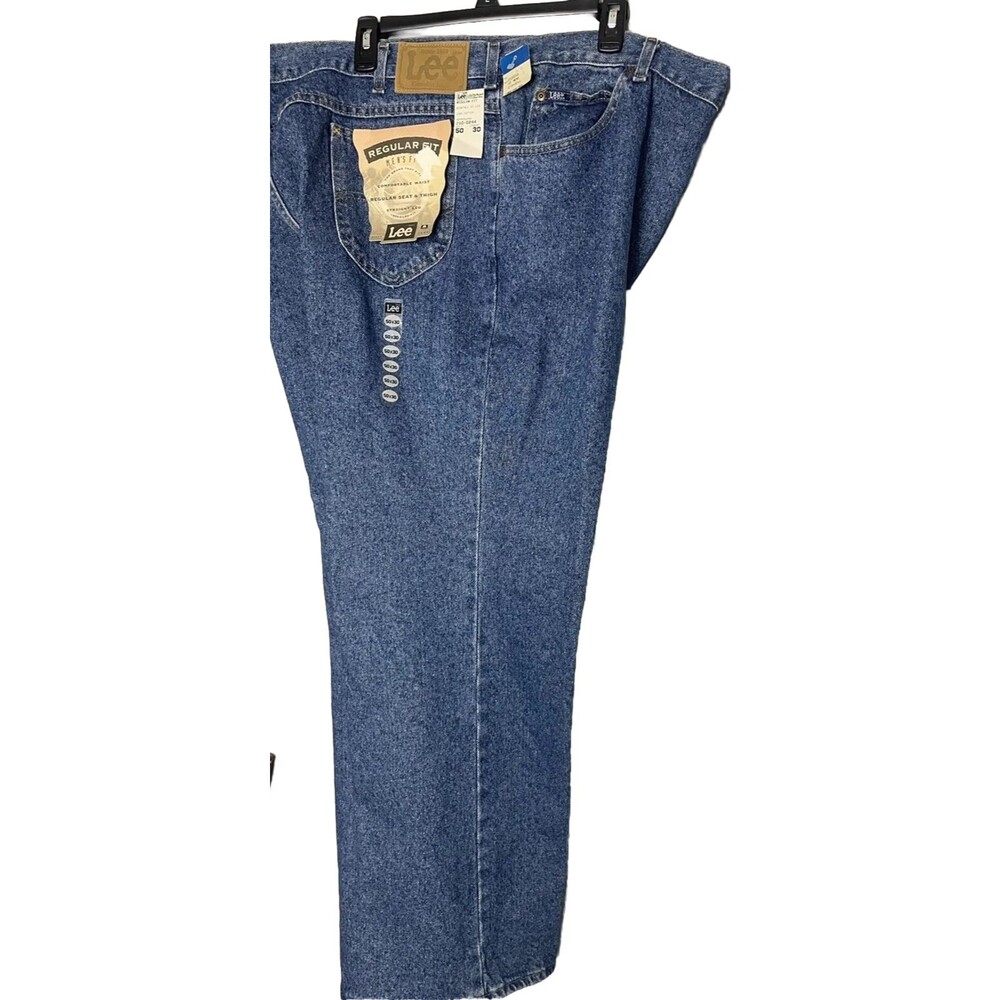 Lee 50X30 Regular Fit Classic Tapered Leg Medium Blue Denim Wash Men's Jeans NWT